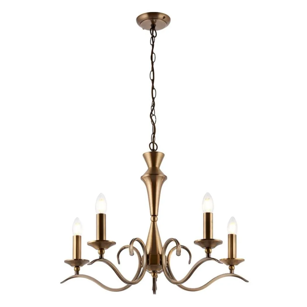 Kora 5 Light Antique Brass Chandelier Ceiling Light
