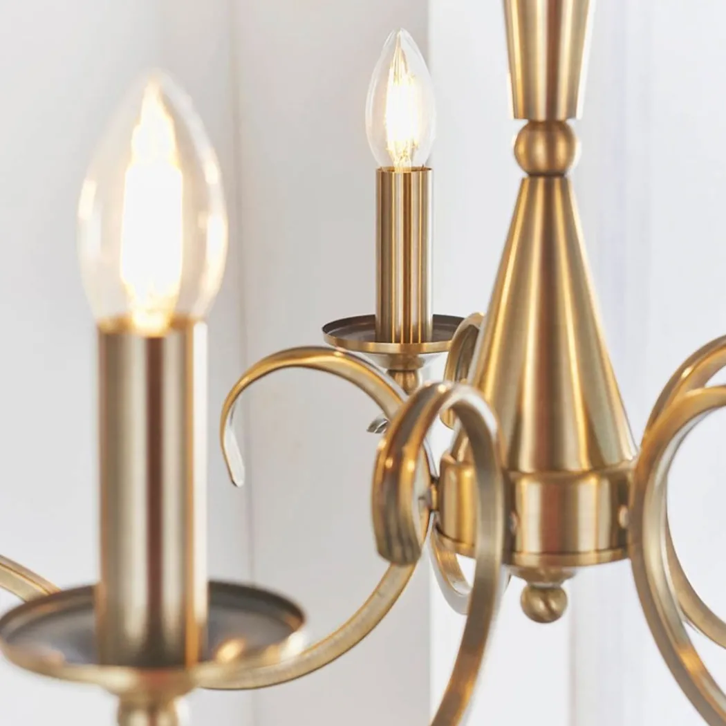 Kora 5 Light Antique Brass Chandelier Ceiling Light