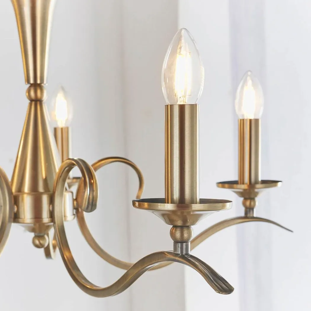 Kora 5 Light Antique Brass Chandelier Ceiling Light