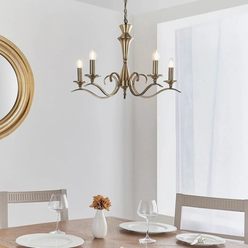 Kora 5 Light Antique Brass Chandelier Ceiling Light