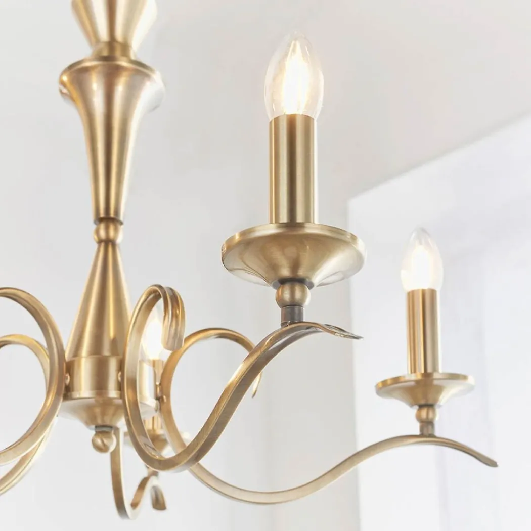 Kora 5 Light Antique Brass Chandelier Ceiling Light