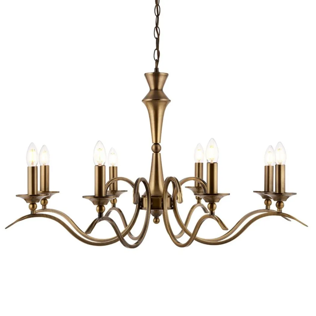 Kora 8 Light Antique Brass Chandelier Ceiling Light