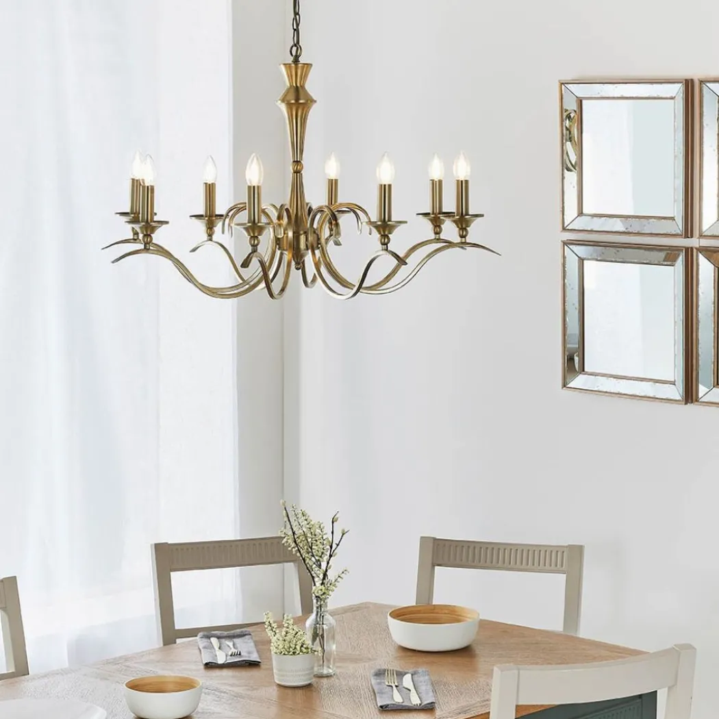 Kora 8 Light Antique Brass Chandelier Ceiling Light