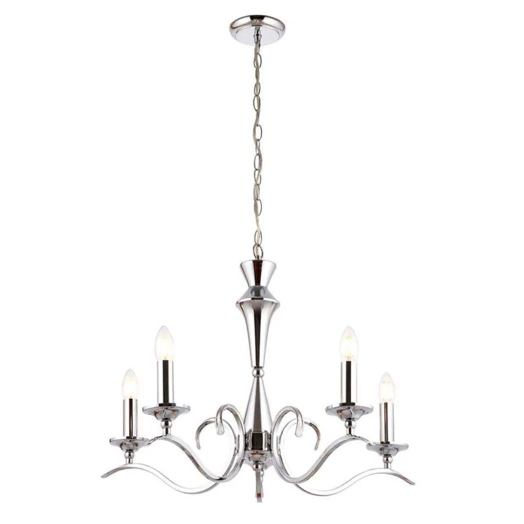 Kora 5 Light Polished Chrome Chandelier Ceiling Light