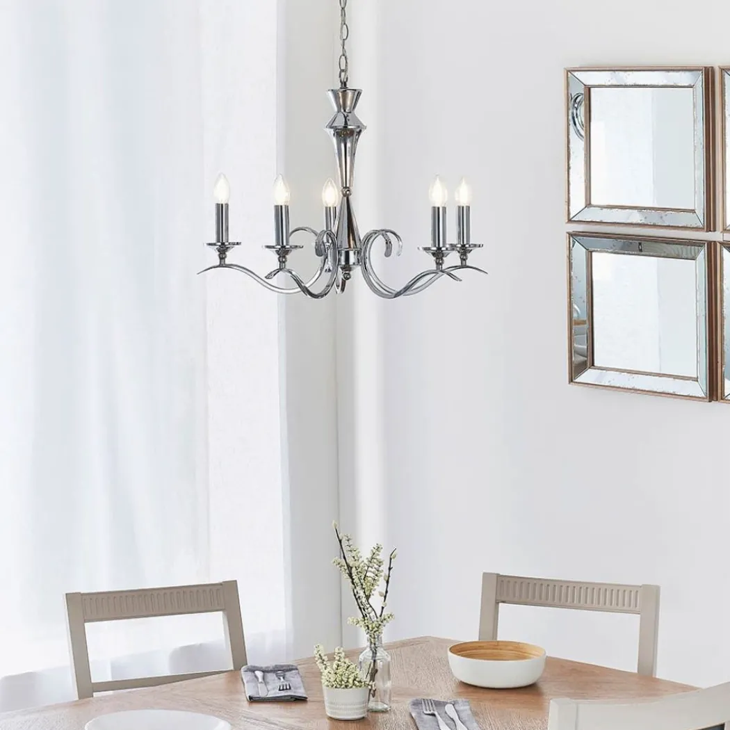 Kora 5 Light Polished Chrome Chandelier Ceiling Light