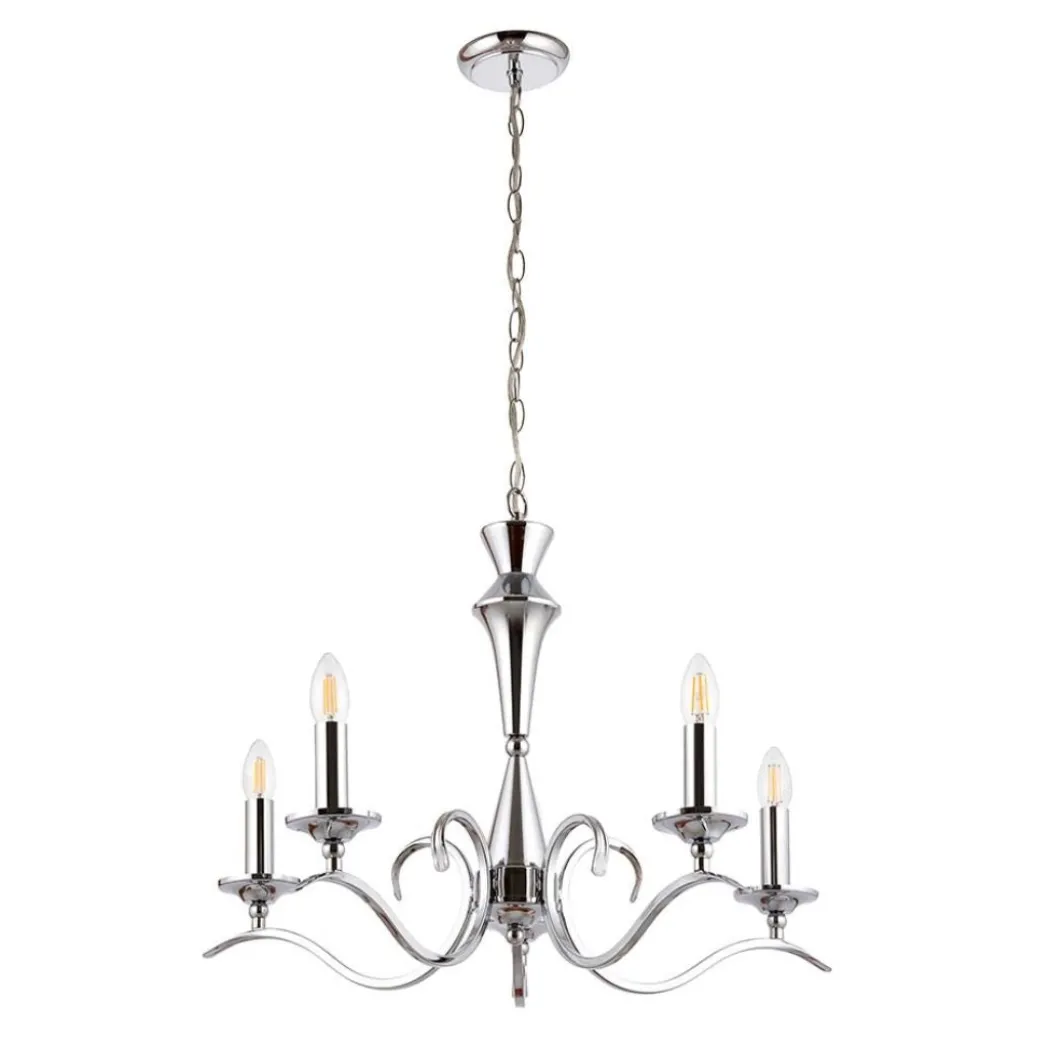 Kora 5 Light Polished Chrome Chandelier Ceiling Light