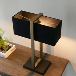 Kote Antique Brass & Black Table Lamp
