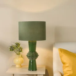 Lagle Green and Antique Brass Table Lamp