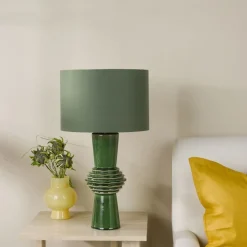 Lagle Green and Antique Brass Table Lamp