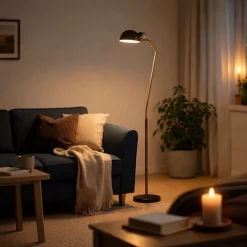 Largo Satin Brass & Black Task Floor Lamp