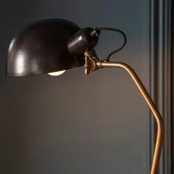 Largo Satin Brass & Black Task Floor Lamp