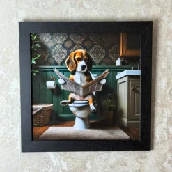 Lavatory Beagle Wall Art with Black Frame