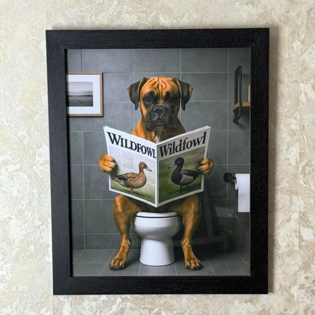 Lavatory Boxer II Wall Art with Black Frame