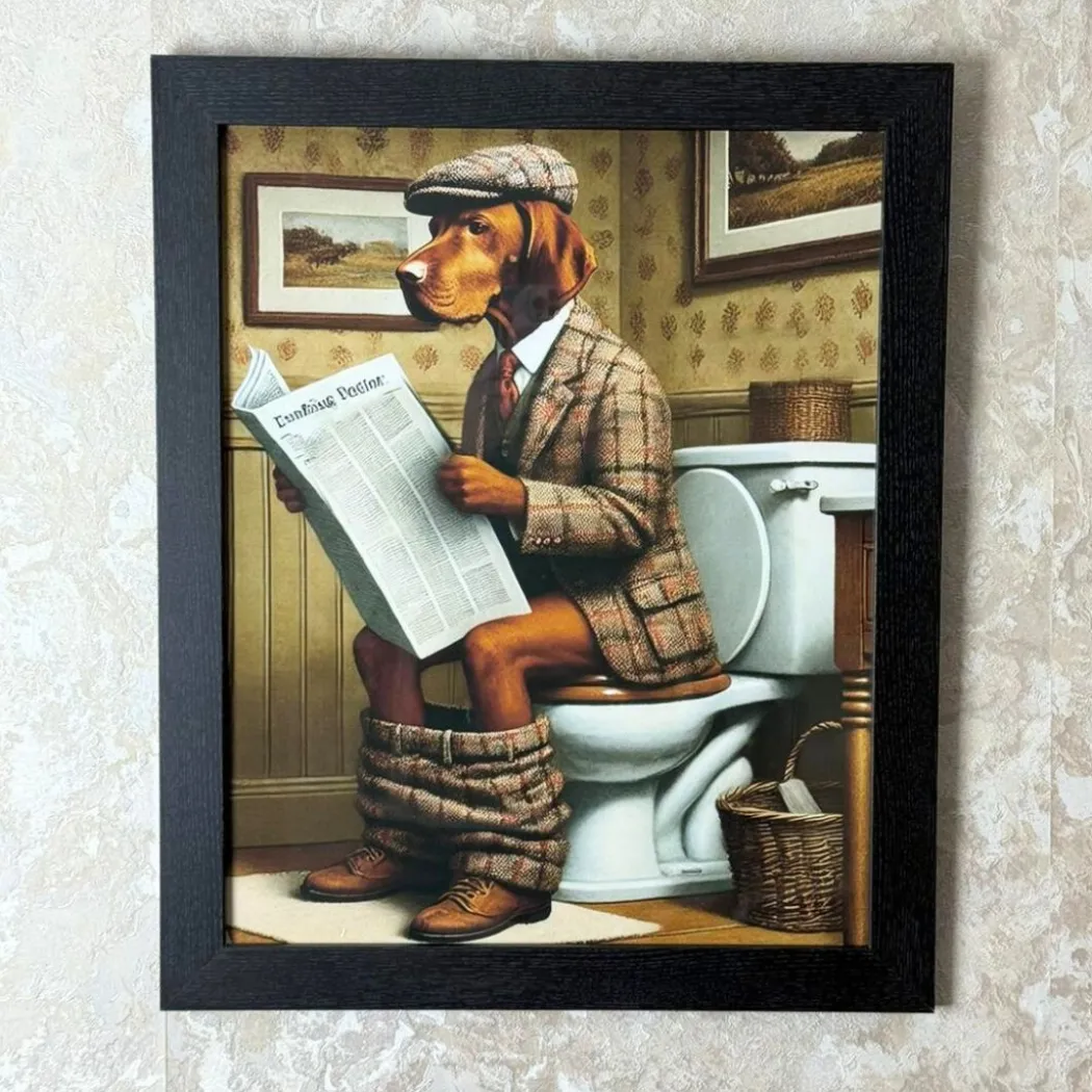 Lavatory Vizsla Wall Art with Black Frame