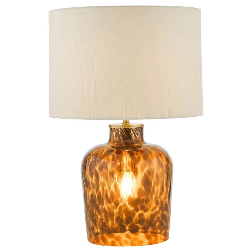 Leandra Dual Light Tortoiseshell Glass Table Lamp