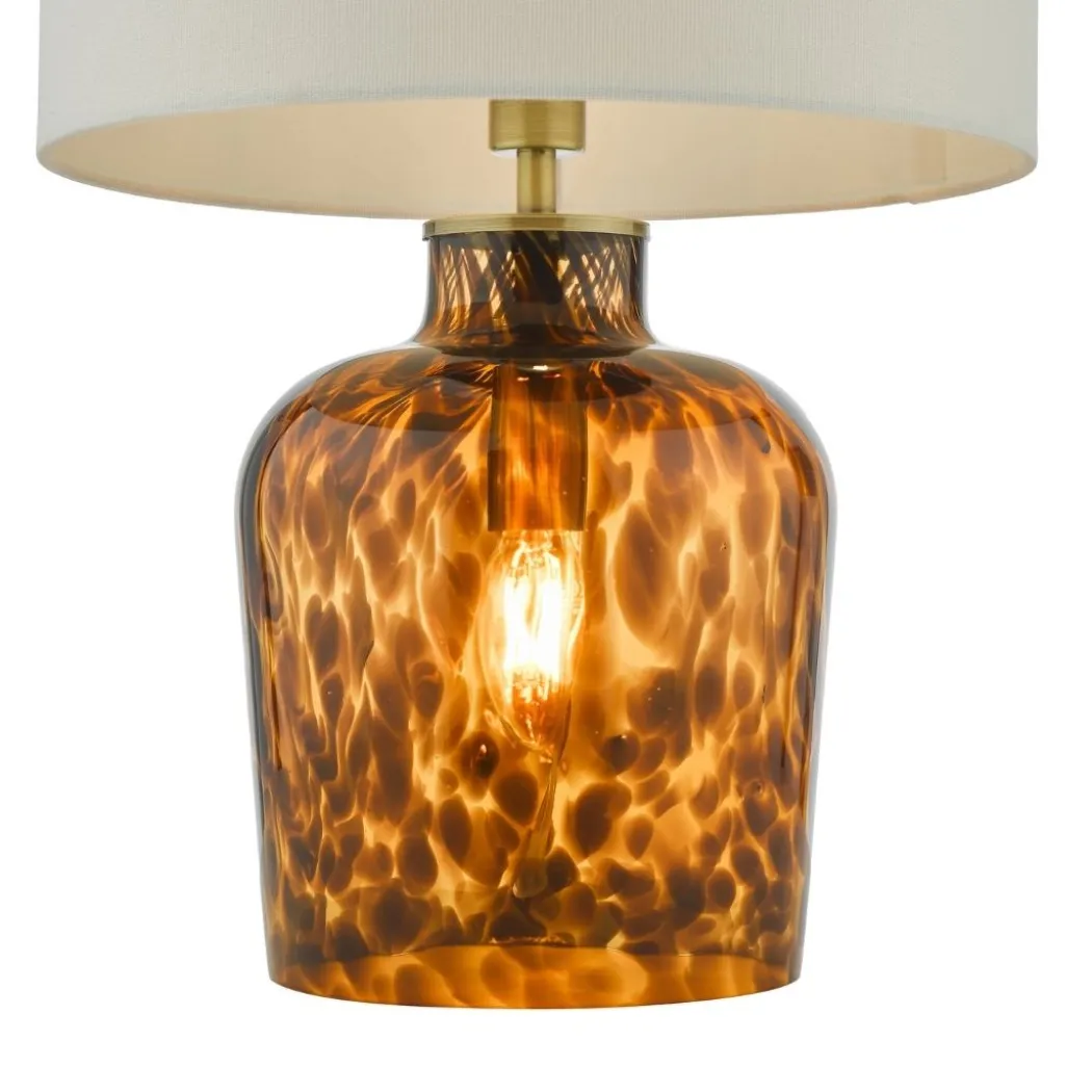 Leandra Dual Light Tortoiseshell Glass Table Lamp
