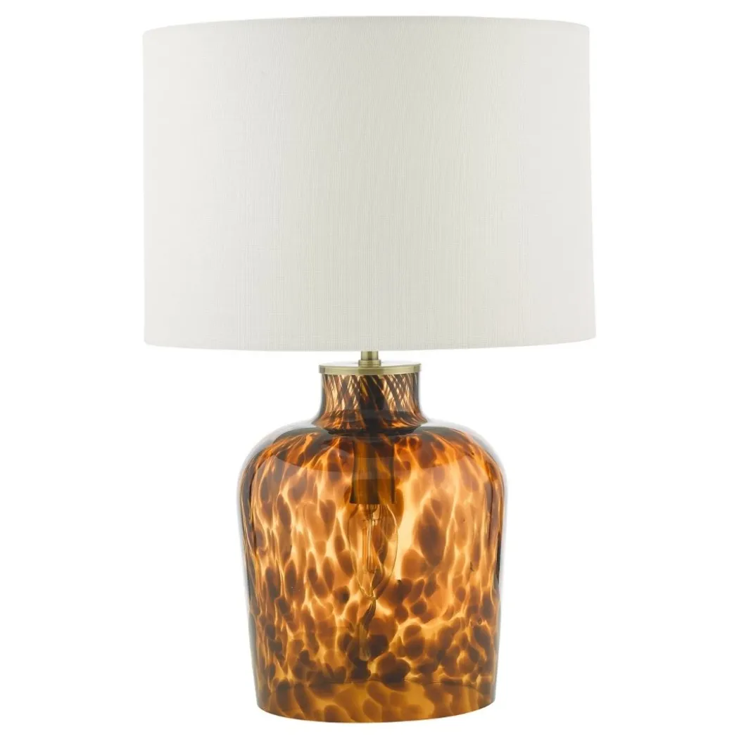 Leandra Dual Light Tortoiseshell Glass Table Lamp