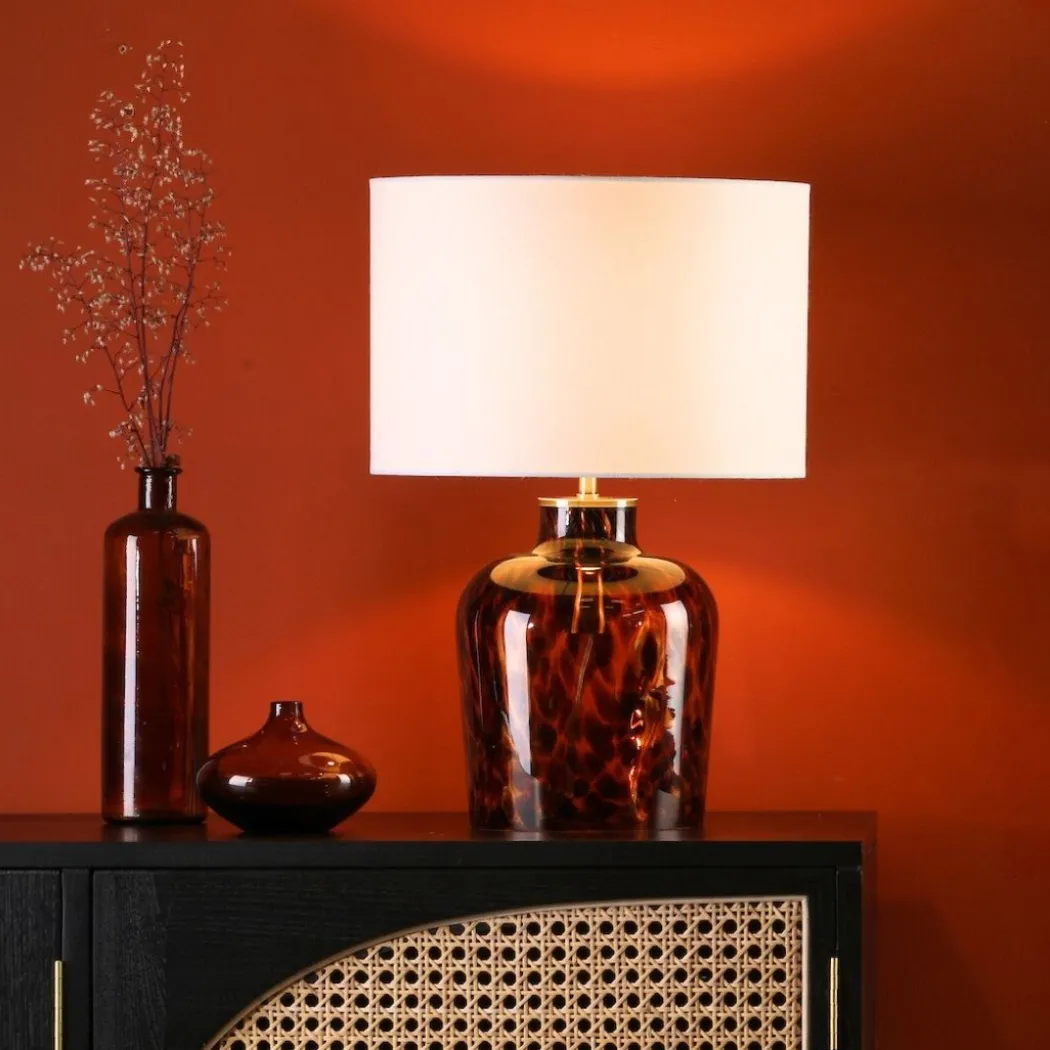 Leandra Dual Light Tortoiseshell Glass Table Lamp