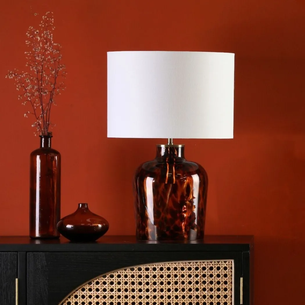 Leandra Dual Light Tortoiseshell Glass Table Lamp