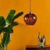 Leandra Tortoiseshell Glass and Antique Brass Ceiling Pendant