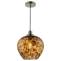 Leandra Tortoiseshell Glass and Antique Brass Ceiling Pendant