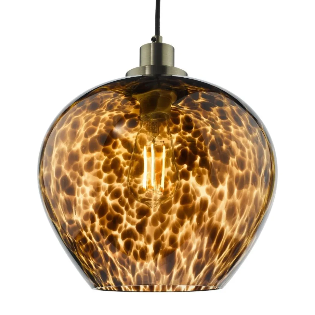 Leandra Tortoiseshell Glass and Antique Brass Ceiling Pendant