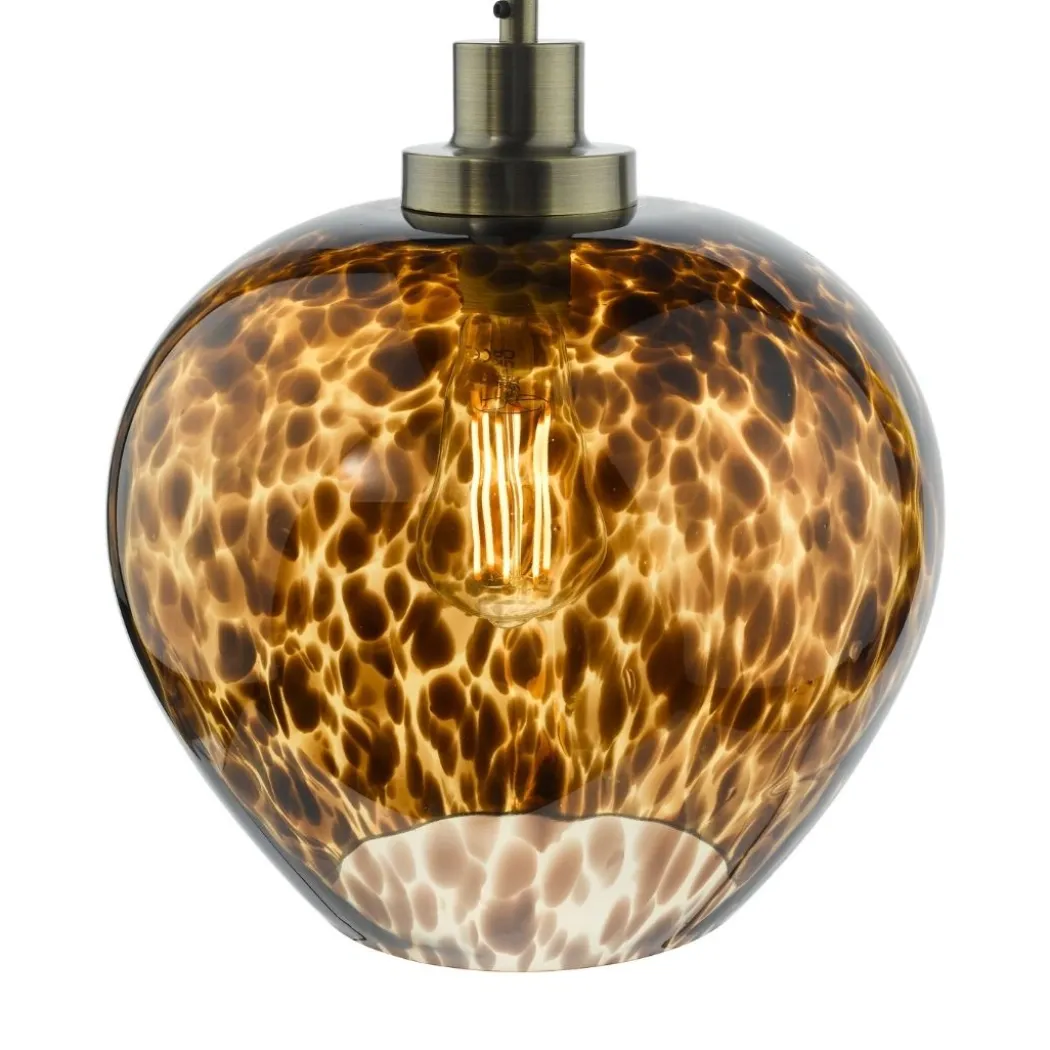 Leandra Tortoiseshell Glass and Antique Brass Ceiling Pendant