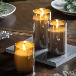 LED Candle Grey Votive (Set of 3)