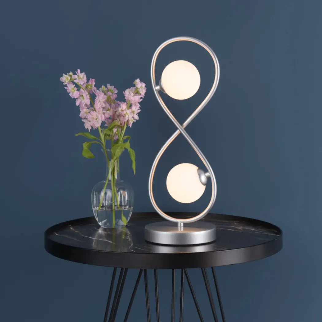 Lena 2 Light Matte Silver Table Lamp