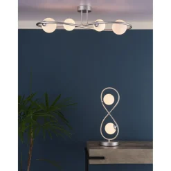 Lena 2 Light Matte Silver Table Lamp