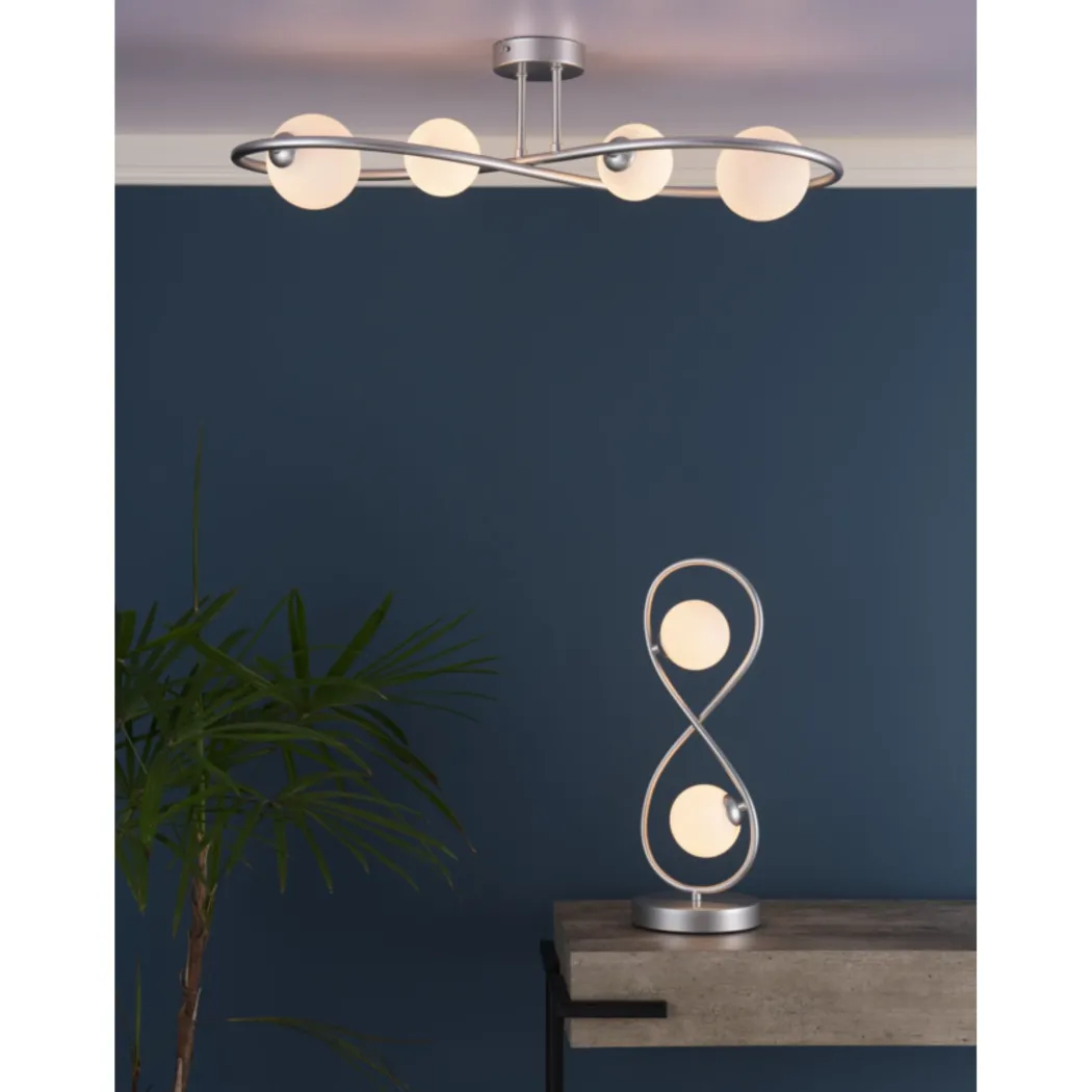 Lena 2 Light Matte Silver Table Lamp