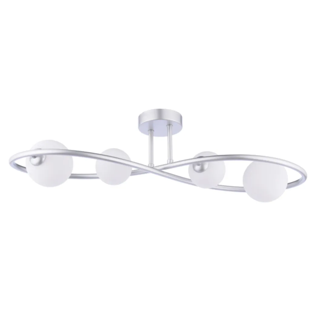 Lena 4 Light Matte Silver Semi Flush Ceiling Light