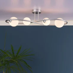 Lena 4 Light Matte Silver Semi Flush Ceiling Light