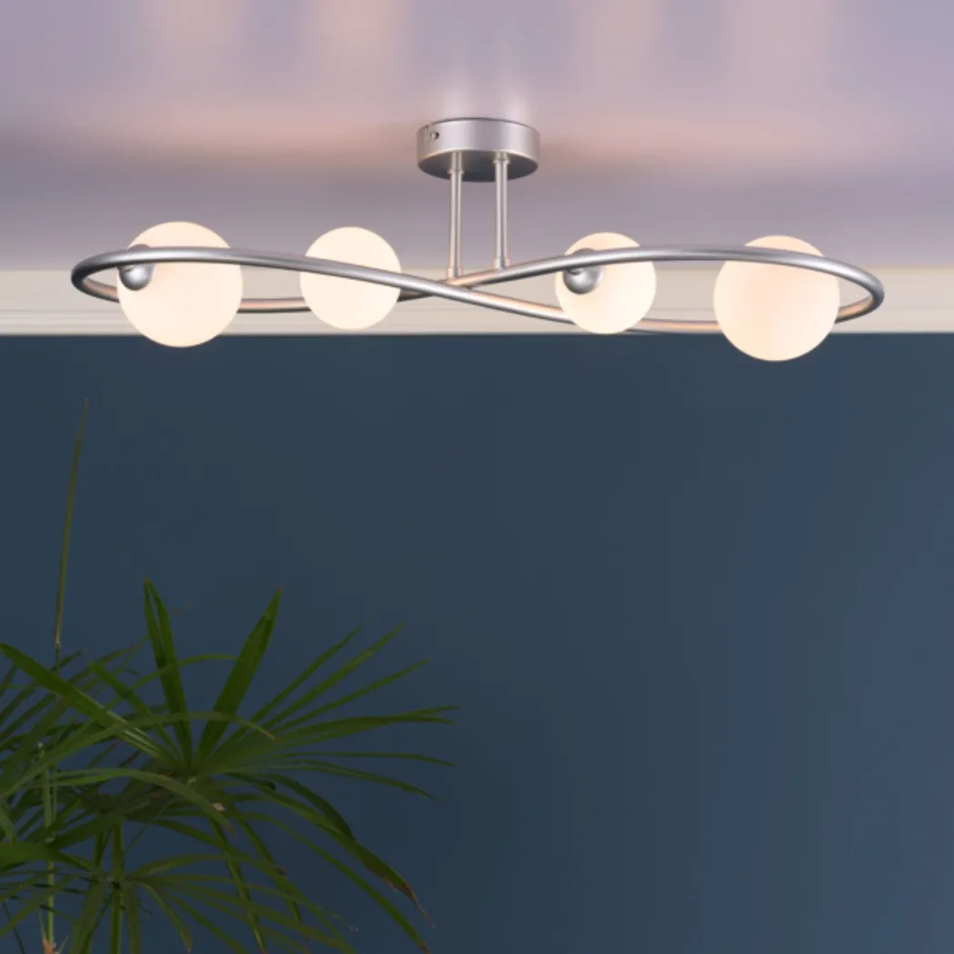 Lena 4 Light Matte Silver Semi Flush Ceiling Light