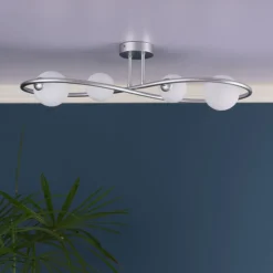 Lena 4 Light Matte Silver Semi Flush Ceiling Light