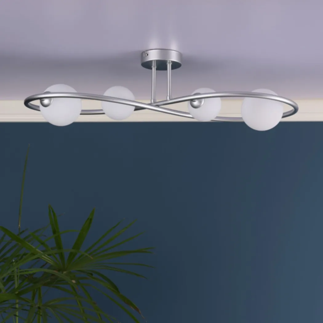 Lena 4 Light Matte Silver Semi Flush Ceiling Light