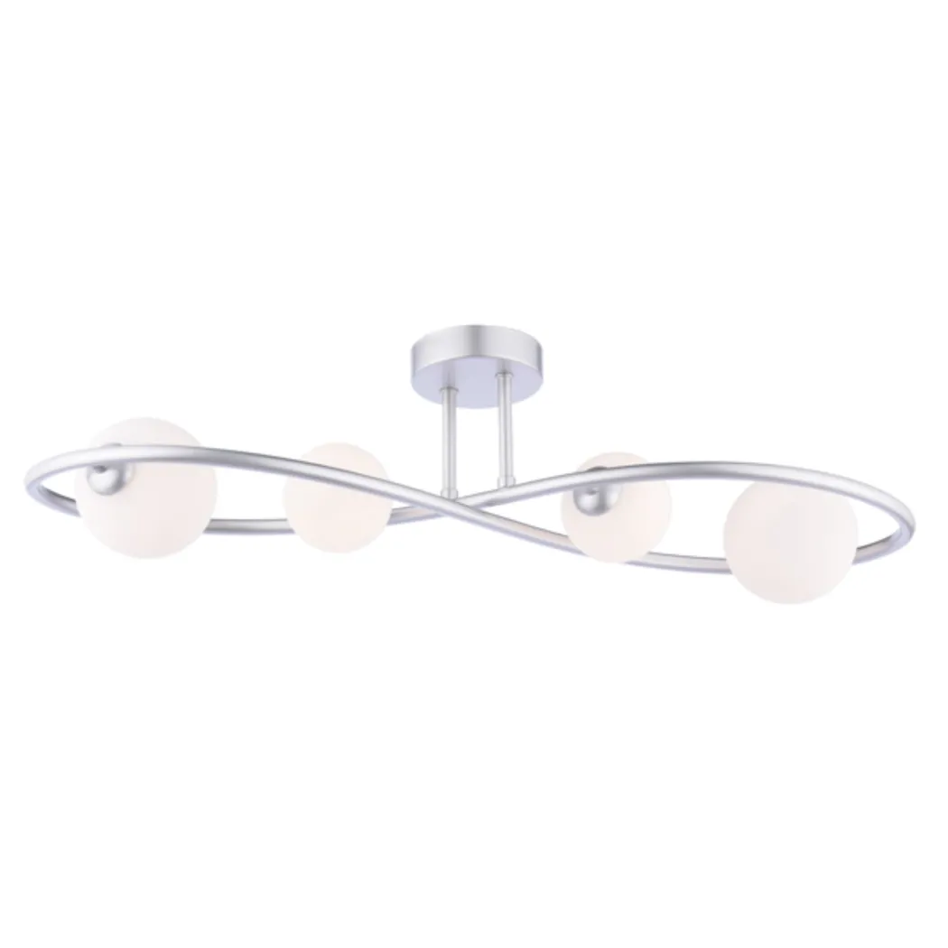Lena 4 Light Matte Silver Semi Flush Ceiling Light