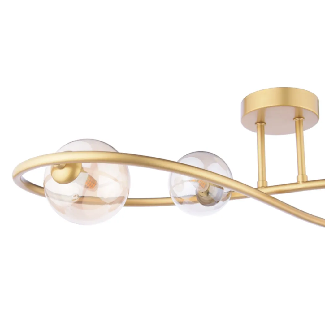 Lena 4 Light Satin Brass Semi Flush Ceiling Light