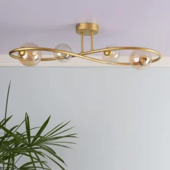 Lena 4 Light Satin Brass Semi Flush Ceiling Light
