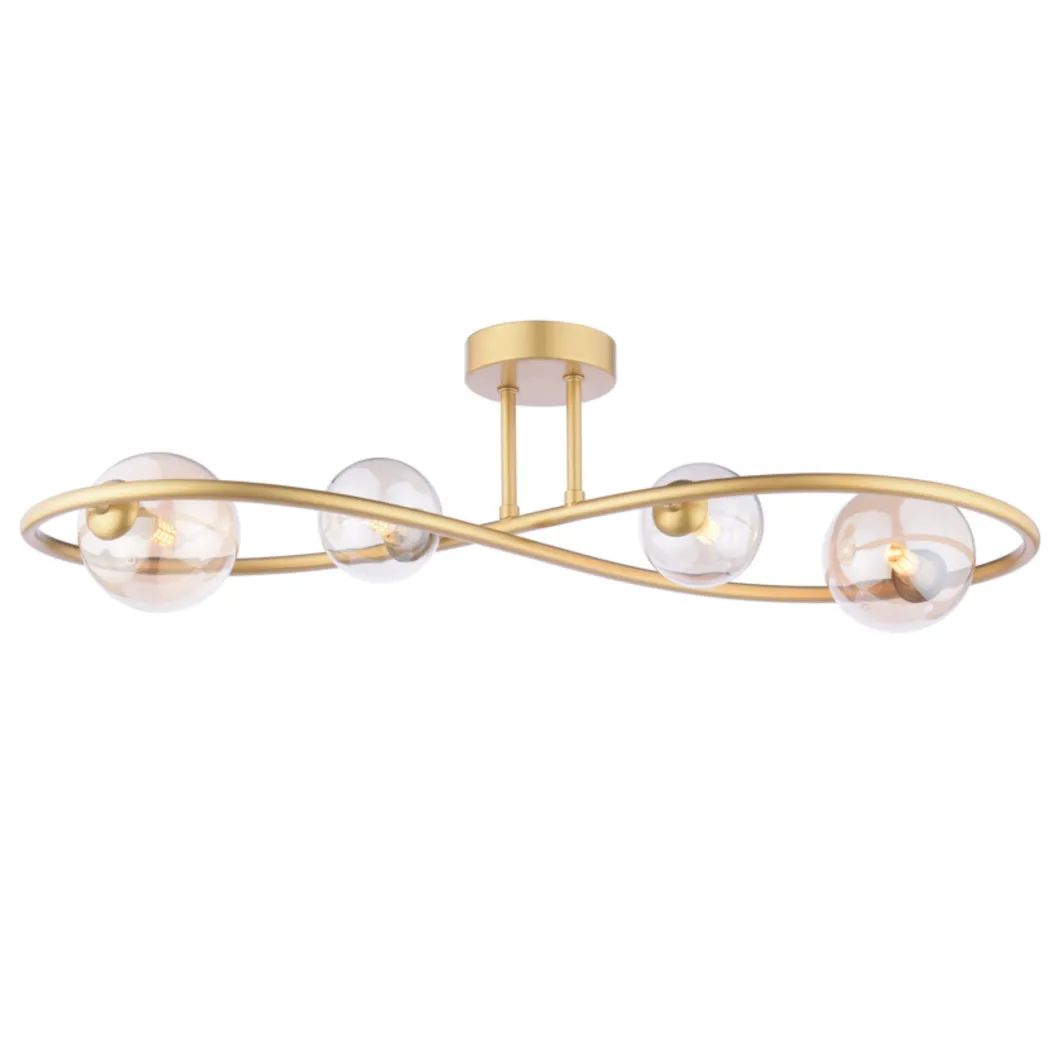 Lena 4 Light Satin Brass Semi Flush Ceiling Light