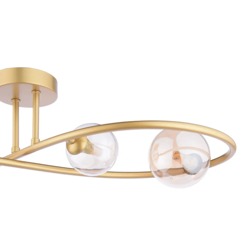Lena 4 Light Satin Brass Semi Flush Ceiling Light