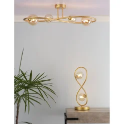 Lena 4 Light Satin Brass Semi Flush Ceiling Light