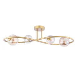 Lena 4 Light Satin Brass Semi Flush Ceiling Light