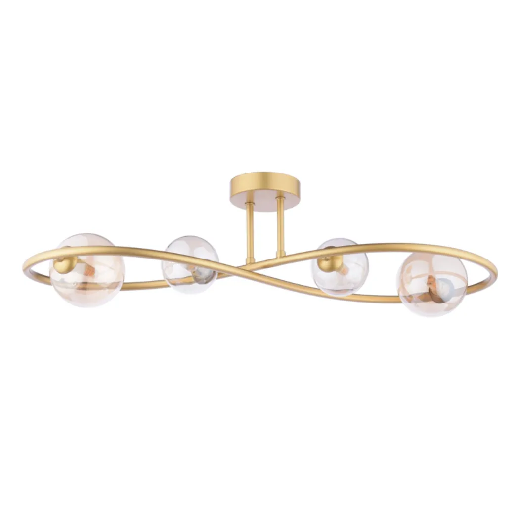Lena 4 Light Satin Brass Semi Flush Ceiling Light