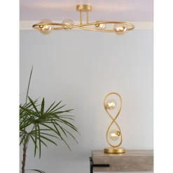 Lena 2 Light Satin Brass Table Lamp