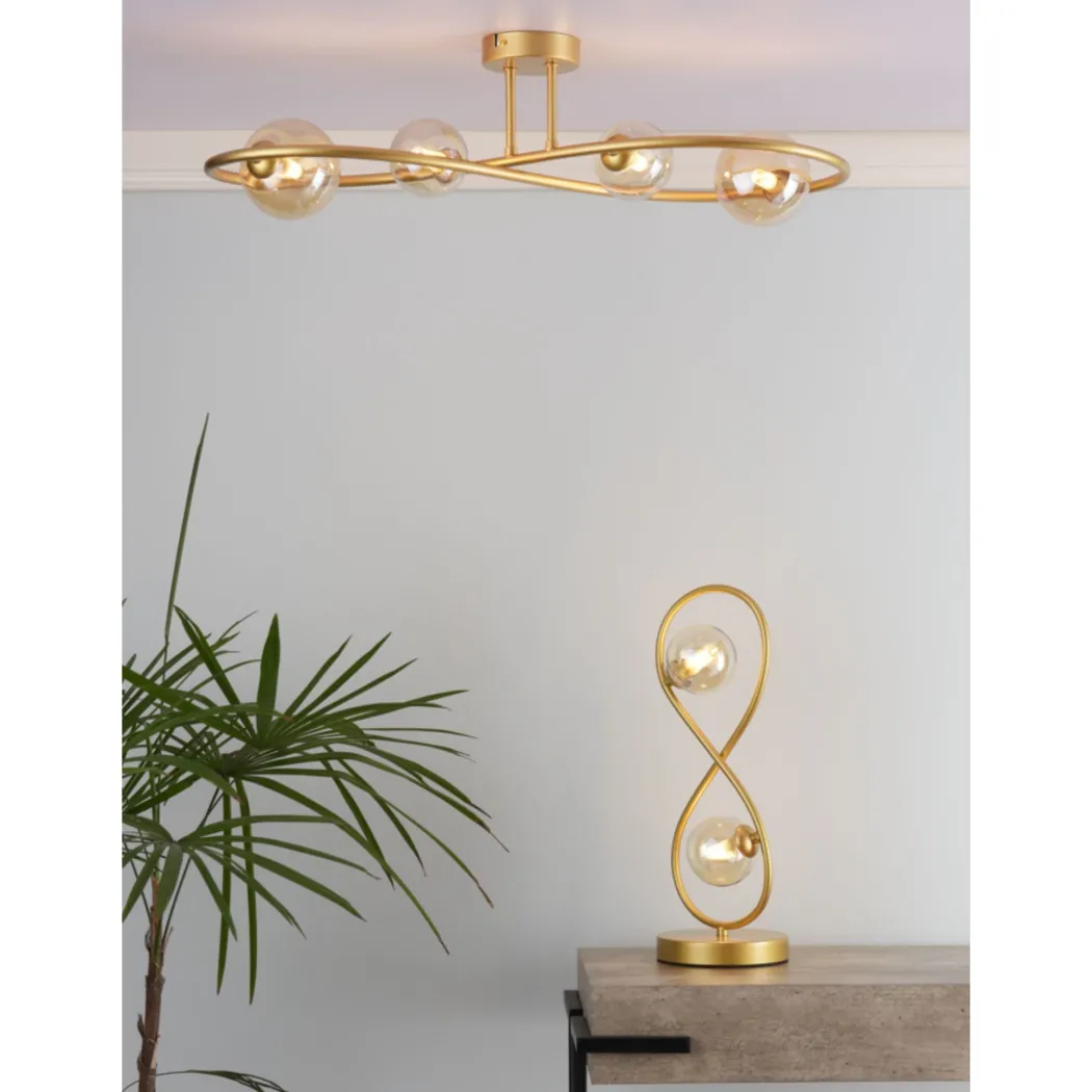 Lena 2 Light Satin Brass Table Lamp
