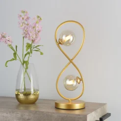 Lena 2 Light Satin Brass Table Lamp