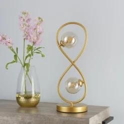 Lena 2 Light Satin Brass Table Lamp