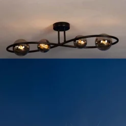 Lena 4 Light Semi Flush Ceiling Light Black