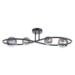 Lena 4 Light Semi Flush Ceiling Light Black